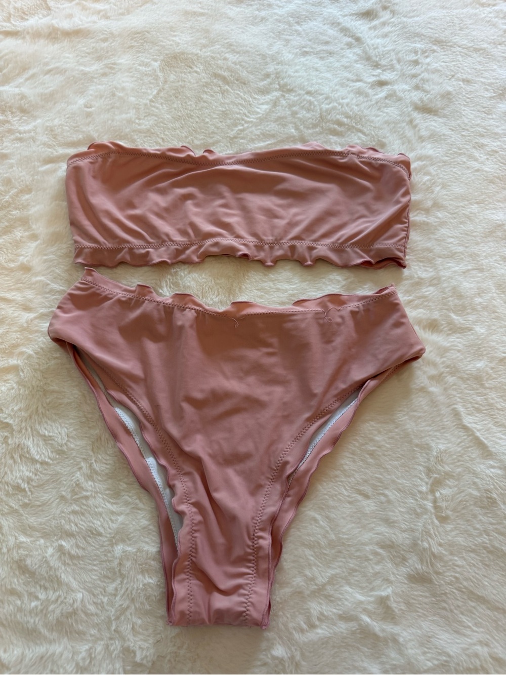 Zaful Dusty Rose Strapless Bandeau Bikini